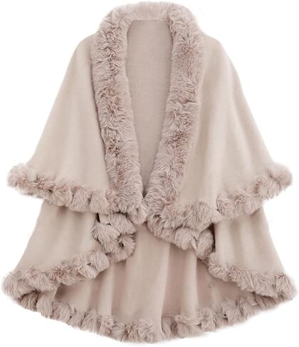 Caistre Rex Rabbit Fur Shawls Wraps for Women Winter Cashmere Cloak Shawl Knit Cardigan Coat Bridal Wedding Cover Up Shawl in Saudi Arabia