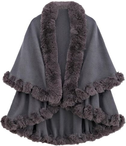 Caistre Rex Rabbit Fur Shawls Wraps for Women Winter Cashmere Cloak Shawl Knit Cardigan Coat Bridal Wedding Cover Up Shawl in Saudi Arabia