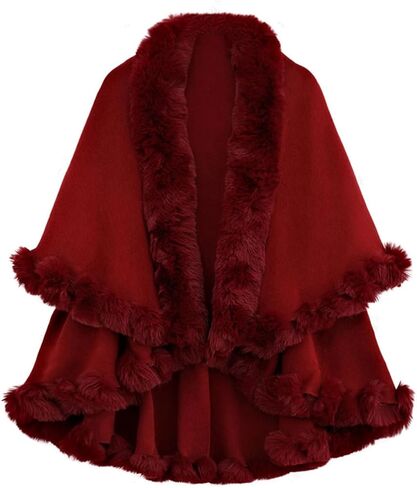 Caistre Rex Rabbit Fur Shawls Wraps for Women Winter Cashmere Cloak Shawl Knit Cardigan Coat Bridal Wedding Cover Up Shawl in Saudi Arabia