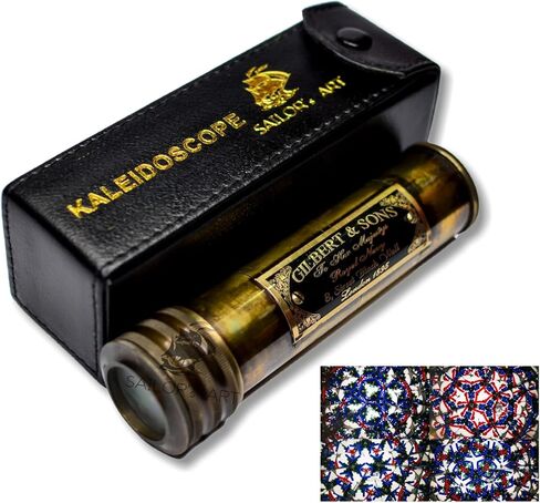 لعبة المشكال المصنوعة يدويًا من النحاس المصقول مع عصا محمولة وصندوق خشبي، هدايا إرجاع لأعياد ميلاد الأطفال، لمسة نهائية ذهبية، لعبة مشكال للأطفال والكبار والأصدقاء والأطفال، عدسة مرآة ثلاثية الأبعاد in Kuwait