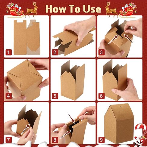Eaasty 100 Pcs Christmas Gingerbread House DIY Kit Craft Cardboard Gingerbread House Shaped Boxes with Plates Candy Xmas Houses for Holiday Crafts Gift Packaging Party Decorations(White) in Saudi Arabia