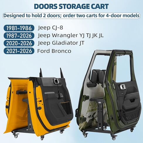 Hooke Road for Jeep Bronco 2 Doors Hanger Holder Storage Cart Sliding Movable Stand Bracket for 1981-2026 Jeep CJ-8 Wrangler YJ TJ JK JL Gladiator JT & 2021-2026 Ford Bronco 2/4 Door in Saudi Arabia
