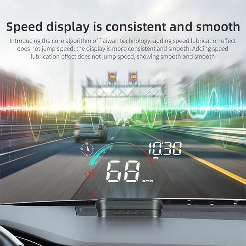 Dyno Racing New GPS Hud Digital Display Gauge Windshield Speedometer Projector Speed,Mileage,Compass,Speed Progress bar, Overspeed Alarm Heads Up Display USB Power in Saudi Arabia