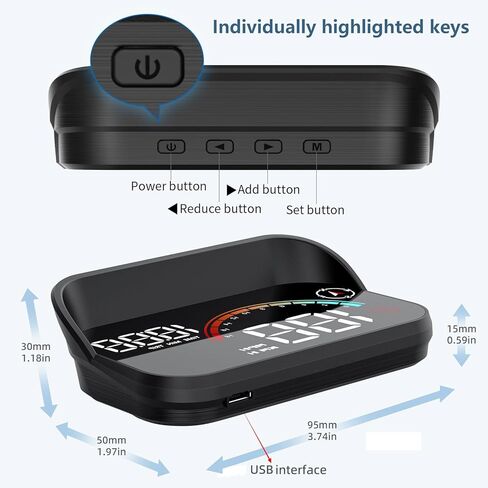 Dyno Racing New GPS Hud Digital Display Gauge Windshield Speedometer Projector Speed,Mileage,Compass,Speed Progress bar, Overspeed Alarm Heads Up Display USB Power in Saudi Arabia
