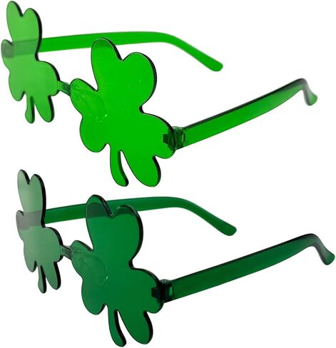 2pcs St. Patrick's Day Irish Shamrock Sunglasses for Women Men Green Lucky Costume Fashion Rimless Glasses in Saudi Arabia