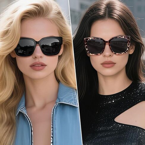 Fit Over Glasses Women Polarized Sunglasses Square Wrap Around Over Glasses UV Protection & 2 Pack in Saudi Arabia