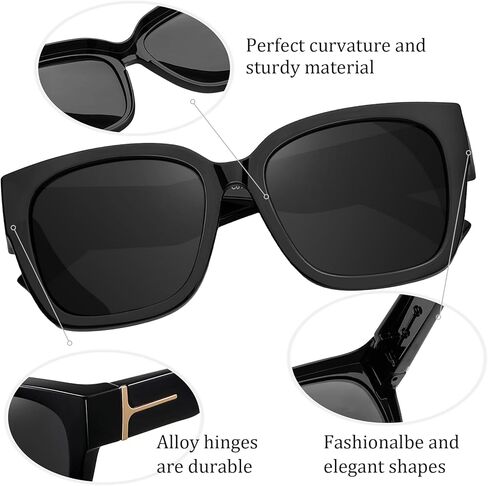 Fit Over Glasses Women Polarized Sunglasses Square Wrap Around Over Glasses UV Protection & 2 Pack in Saudi Arabia
