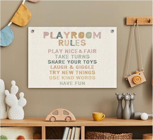 kdhty ديكور جدار غرفة اللعب، قواعد غرفة اللعب قماش الجدار شنقا راية العلم، غرفة اللعب جدار الفن، ديكور غرفة اللعب لغرفة الأطفال الحضانة المنزل المدرسة، ديكور غرفة اللعب للأطفال، أساسيات غرفة اللعب، 30 × 20 بوصة in Kuwait