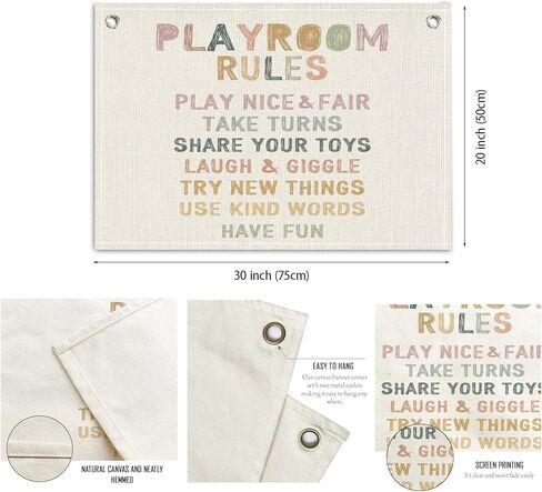 kdhty ديكور جدار غرفة اللعب، قواعد غرفة اللعب قماش الجدار شنقا راية العلم، غرفة اللعب جدار الفن، ديكور غرفة اللعب لغرفة الأطفال الحضانة المنزل المدرسة، ديكور غرفة اللعب للأطفال، أساسيات غرفة اللعب، 30 × 20 بوصة in Kuwait