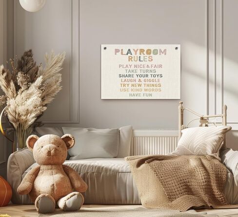 kdhty ديكور جدار غرفة اللعب، قواعد غرفة اللعب قماش الجدار شنقا راية العلم، غرفة اللعب جدار الفن، ديكور غرفة اللعب لغرفة الأطفال الحضانة المنزل المدرسة، ديكور غرفة اللعب للأطفال، أساسيات غرفة اللعب، 30 × 20 بوصة in Kuwait