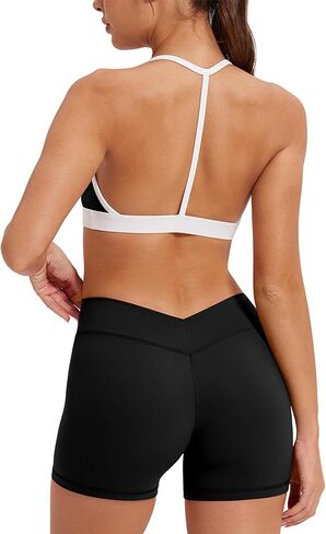 MOOSLOVER Women 2 Piece Workout Sets Color Block Halter Sport Bra High Waisted Biker Shorts Yoga Outfits in Saudi Arabia