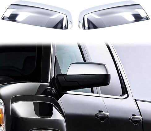 YIXIN قطعتان من أغطية المرايا الجانبية البديلة المباشرة من الكروم لملحقات 2014-2018 Chevy Silverado GMC Sierra 1500 و2500 HD 3500 HD 2015-2018 (كروم) in Saudi Arabia