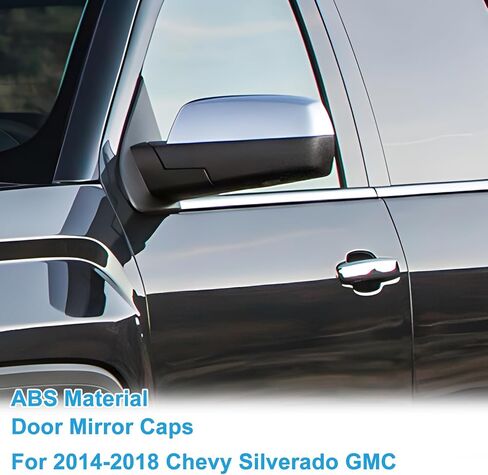 YIXIN 2PCS Chrome Direct Replacement Side Mirror Covers Caps for 2014-2018 Chevy Silverado GMC Sierra 1500 and 2500 HD 3500 HD 2015-2018 Accessories (Chrome) in Saudi Arabia