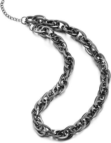 قلادة نسائية كبيرة الحجم من COOLSTEELANDBEYOND مصنوعة من المعدن، مجوهرات سلسلة صناعية جريئة، إكسسوار بيان حضري جريء، نمط رومانسي داكن، هدية لها in Saudi Arabia