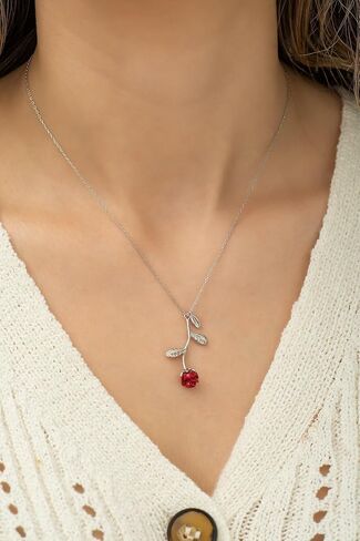 925 Sterling Silver Red Rose Necklace for Women in Saudi Arabia