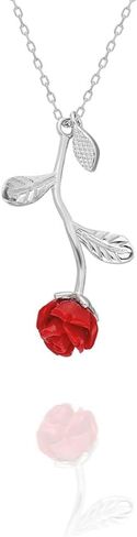 925 Sterling Silver Red Rose Necklace for Women in Saudi Arabia