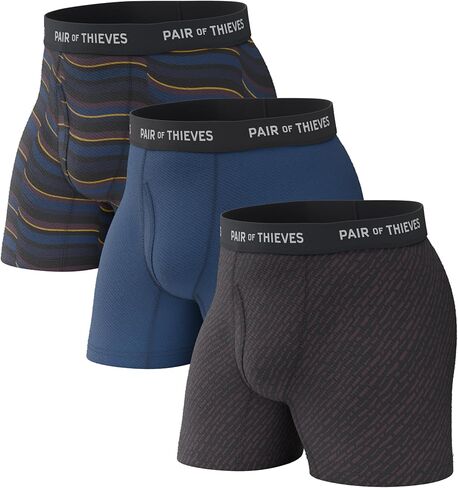 Pair of Thieves Super Fit Men’s Boxer Briefs 3 Pack, Black, XX-Large in Saudi Arabia