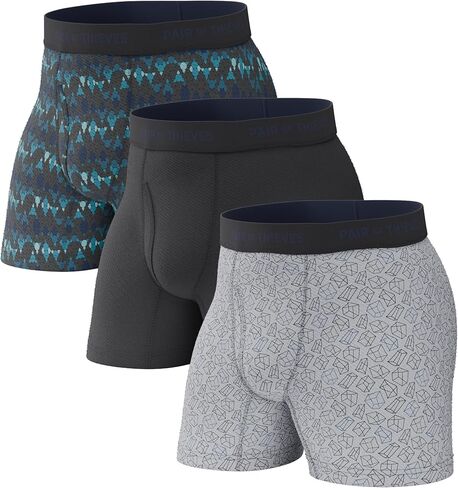 Pair of Thieves Super Fit Men’s Boxer Briefs 3 Pack, Black, XX-Large in Saudi Arabia