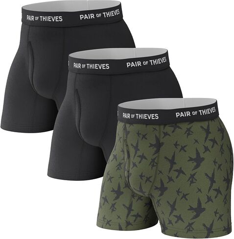 Pair of Thieves Super Fit Men’s Boxer Briefs 3 Pack, Black, XX-Large in Saudi Arabia