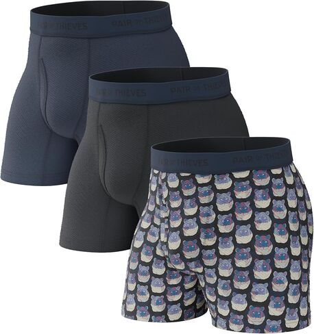 Pair of Thieves Super Fit Men’s Boxer Briefs 3 Pack, Black, XX-Large in Saudi Arabia