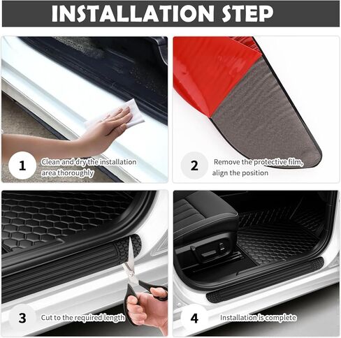 4PCS Cuttable Car Door Sill Protector,Anti-Slip & Anti-Scratch Car Door Edge Guards for Protecting Doors Threshold,Width 2.36" Automotive Doors Entry Guard Cars Accessories in Saudi Arabia