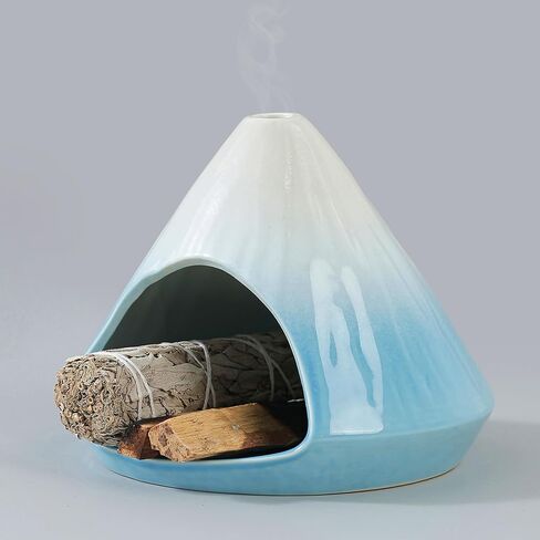 Chiminea Palo Santo Holder Sage Burner, Ceramic Incense Holder for Burning Sage Smudge Sticks and Palo Santo, Smudge Bowl for Yoga, Meditation, and Energy Cleansing(Black) in Saudi Arabia