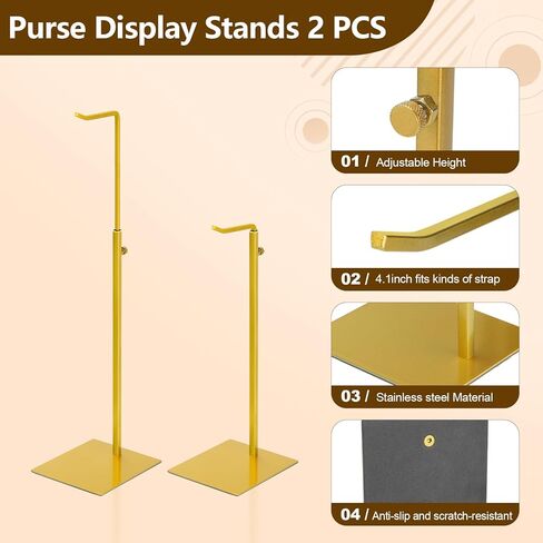 حامل مجوهرات مكون من قطعتين، حامل محفظة طويل من المعدن الذهبي لمنظم عرض الطاولة مع قاعدة مربعة ثابتة in Kuwait