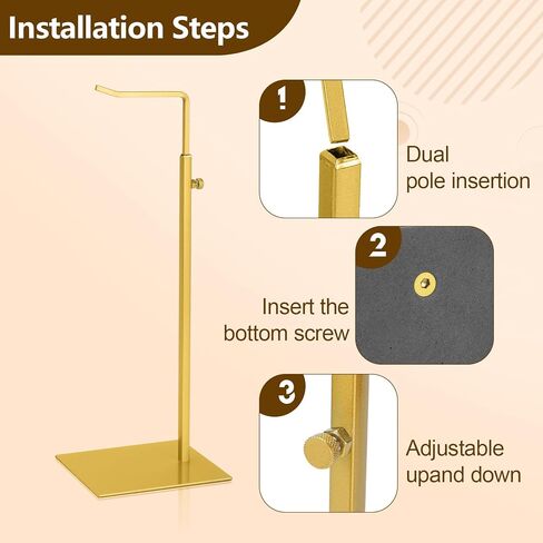 حامل مجوهرات مكون من قطعتين، حامل محفظة طويل من المعدن الذهبي لمنظم عرض الطاولة مع قاعدة مربعة ثابتة in Kuwait