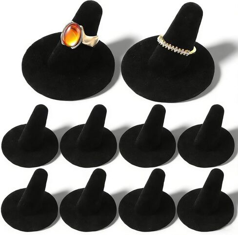 10 Pcs Ring Display Stand Black Velvet Ring Holder Single Rings Organizer For Selling Jewelry Display Stand For Rings Storage in Saudi Arabia