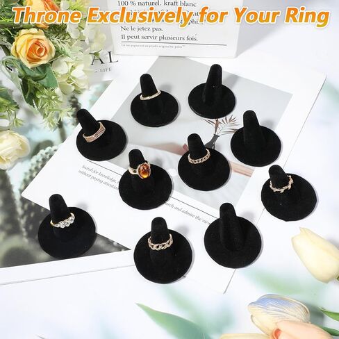 10 Pcs Ring Display Stand Black Velvet Ring Holder Single Rings Organizer For Selling Jewelry Display Stand For Rings Storage in Saudi Arabia