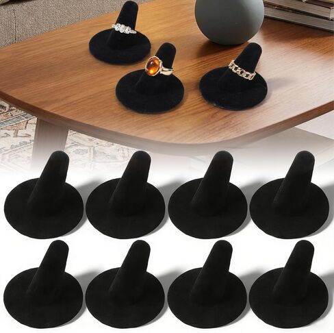 10 Pcs Ring Display Stand Black Velvet Ring Holder Single Rings Organizer For Selling Jewelry Display Stand For Rings Storage in Saudi Arabia