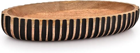 وعاء كيمونا للديكور قطعة مركزية خشبية لتزيين الطاولة وعاء خشبي طويل للقطعة المركزية للطاولة (14 بوصة × 6 بوصة × 2.3 بوصة) in Kuwait