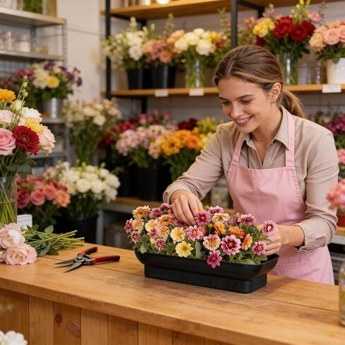 12 PCS Floral Arrangement Bowls, Square Floral Bowls, Fresh Artificial Flower Arrangement Base, Plastic Flower Centerpiece Container DIY Supplies for Wedding Party (10.5 x 4.5 Inch) in Saudi Arabia