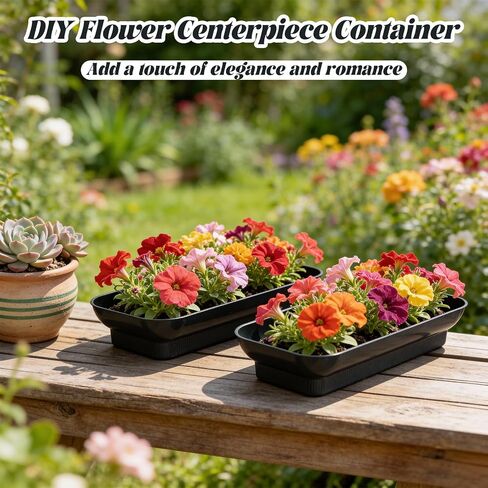12 PCS Floral Arrangement Bowls, Square Floral Bowls, Fresh Artificial Flower Arrangement Base, Plastic Flower Centerpiece Container DIY Supplies for Wedding Party (10.5 x 4.5 Inch) in Saudi Arabia