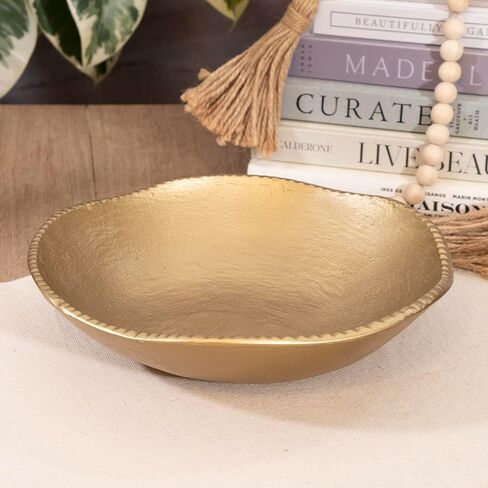ANDALUCA Decorative Cast Metal Round Bowl 10 inch (Gold) in Saudi Arabia
