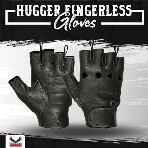 Hugger Women's Water Resistance Leather Unlined Fingerless Motorcycle Gloves in Saudi Arabia