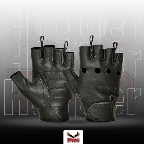 Hugger Women's Water Resistance Leather Unlined Fingerless Motorcycle Gloves in Saudi Arabia