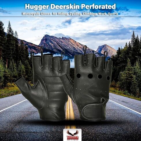 Hugger Women's Water Resistance Leather Unlined Fingerless Motorcycle Gloves in Saudi Arabia