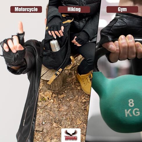 Hugger Women's Water Resistance Leather Unlined Fingerless Motorcycle Gloves in Saudi Arabia