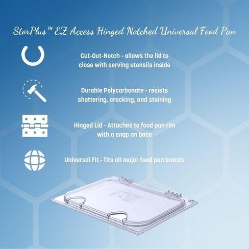 Carlisle FoodService Products CFS 10239Z07 EZ Access Hinged Lid with Handle and Notch, Half Size, Clear in Kuwait