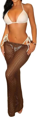 Women's Summer Beach Lace-Up Knit Drawstring Cover-Up Long Skirt in Saudi Arabia