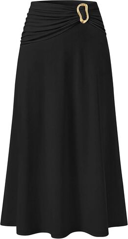 ZESICA Casual Maxi Skirts for Women 2026 Summer Elastic High Waist A-Line Flowy Knit Long Skirt Going Out Outfits in Saudi Arabia