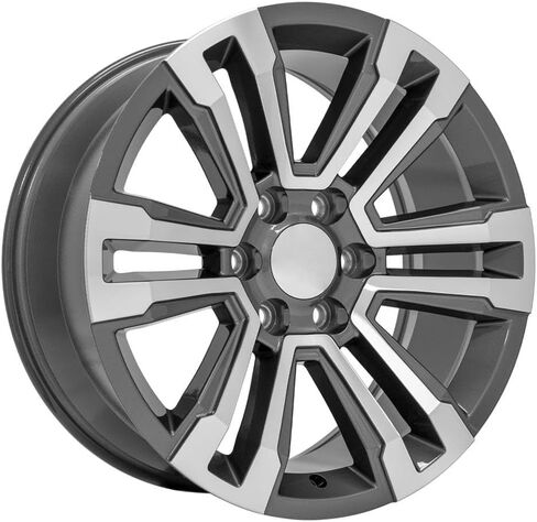 OE Wheels CV44 20 Inch Rims and Tires Fit Yukon Denali Style 6x139.7 20x9 Gloss Gunmetal Machined - Hollander 5822 - TS-37 AT 275/55-20 (Set of 4) in Saudi Arabia