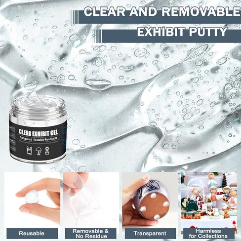 جل شفاف للمتحف، 7.05 أونصة، شمع معجون قابل للإزالة لتأمين الزجاج والكريستال والمزهريات والتماثيل والمقتنيات وديكور المنزل من السقوط بسبب الزلزال والقطط، لسطح أفقي مسطح in Kuwait