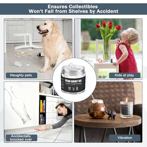 جل شفاف للمتحف، 7.05 أونصة، شمع معجون قابل للإزالة لتأمين الزجاج والكريستال والمزهريات والتماثيل والمقتنيات وديكور المنزل من السقوط بسبب الزلزال والقطط، لسطح أفقي مسطح in Kuwait