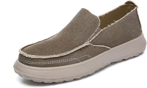 Bernal Men's Casual Shoes Canvas Slip On Shoes Men's Vintage Flat Boat Shoes Slip-on Loafers Walking Work Shoes Comfortable Light-Weight Indoor Outdoor Slippers in Kuwait