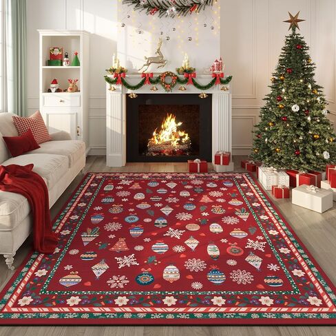 Rugcomf Christmas 3x5 Rug – Red Santa Claus Area Rug, Machine Washable Non-Slip Low Pile Holiday Carpet for Bedroom, Entryway, Bathroom, Kitchen, Bedside, Kids Room in Saudi Arabia
