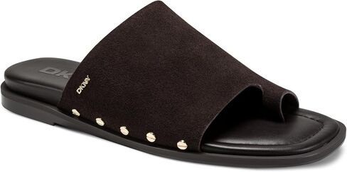 DKNY womens Colwyn Flat Sandal With Toe Loop and Stud Embellishments in Saudi Arabia