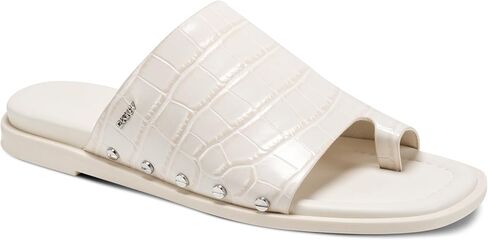 DKNY womens Colwyn Flat Sandal With Toe Loop and Stud Embellishments in Saudi Arabia