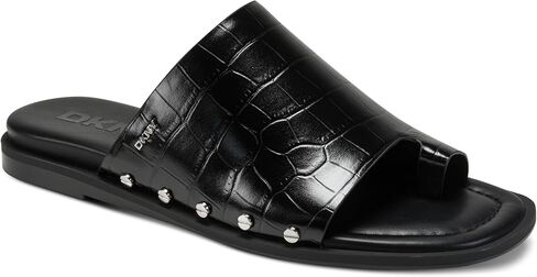 DKNY womens Colwyn Flat Sandal With Toe Loop and Stud Embellishments in Saudi Arabia